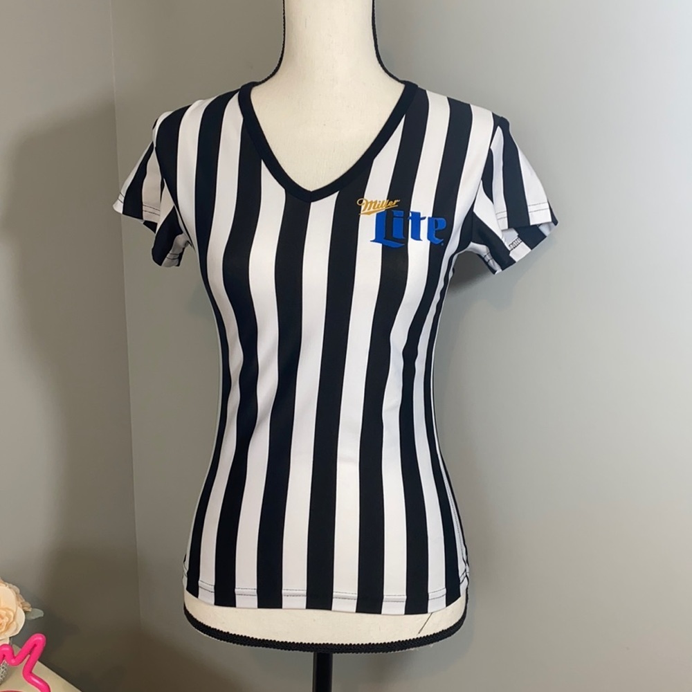 Miller Lite Beer Striped T Shirt